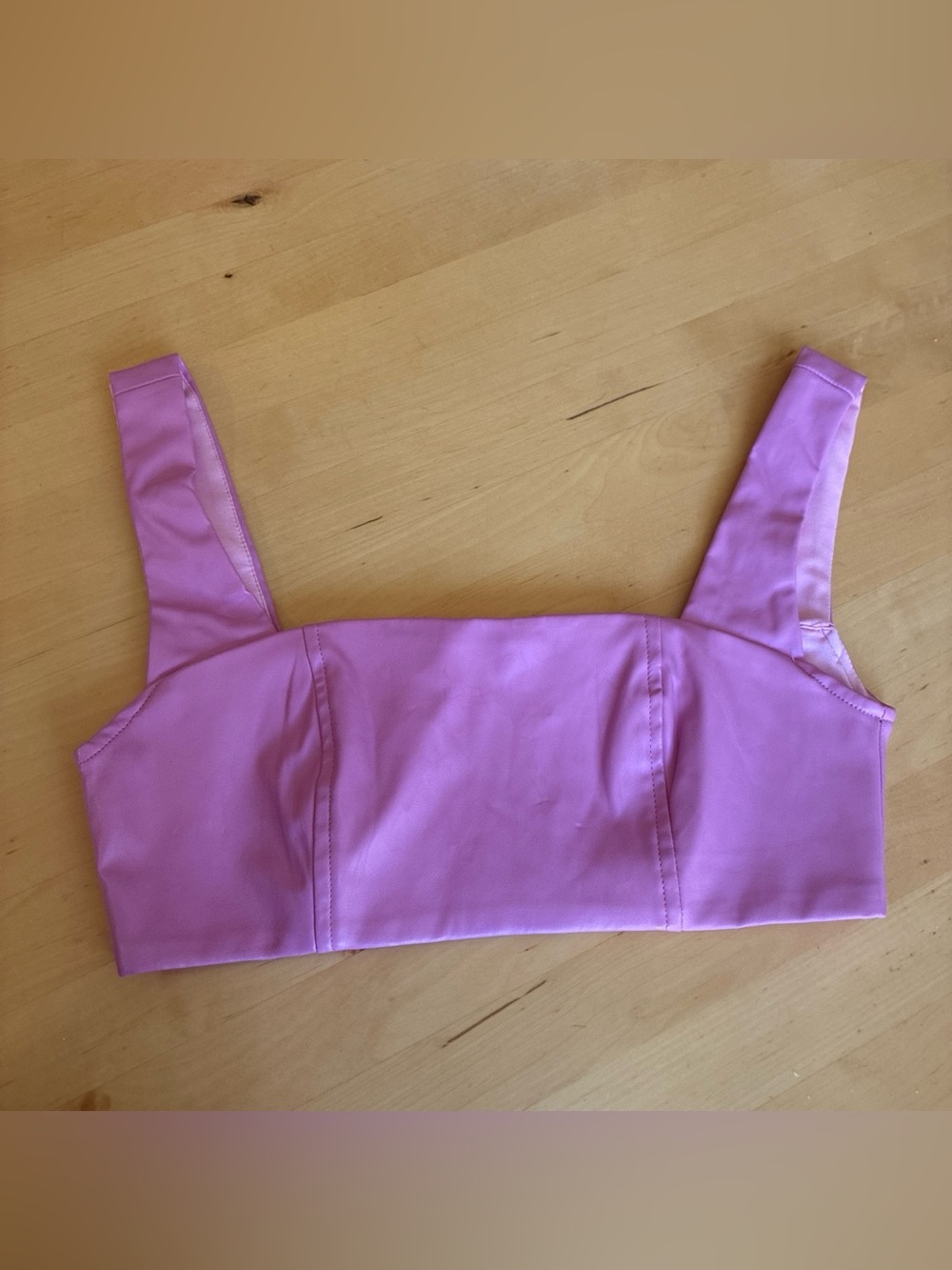 Edikted Pink Faux Leather Crop Tank Top